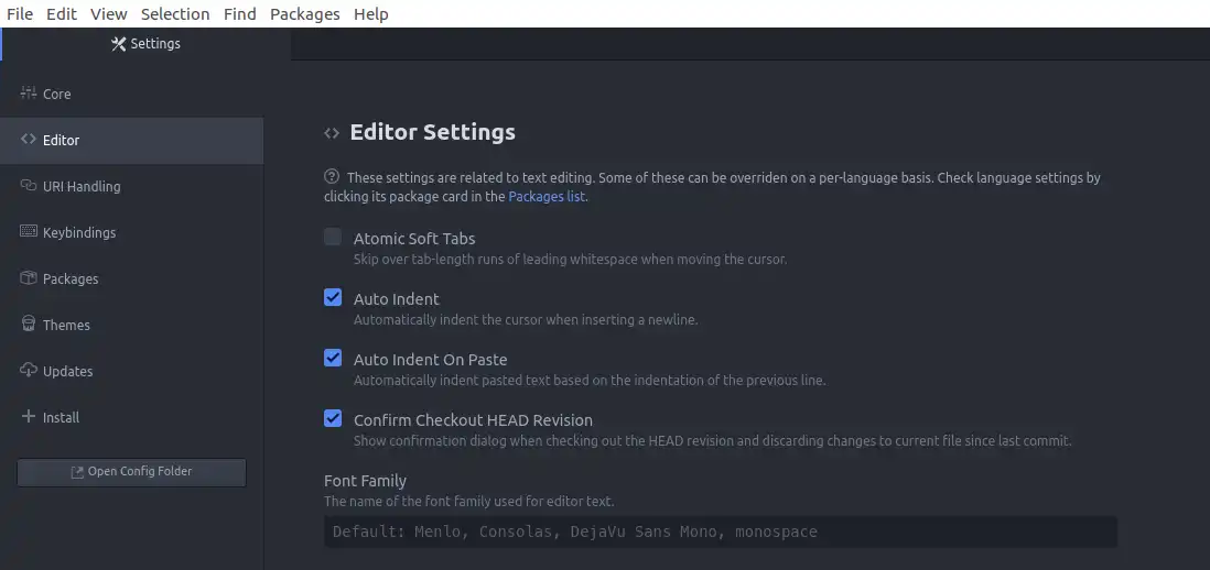 Atom Editor 选项